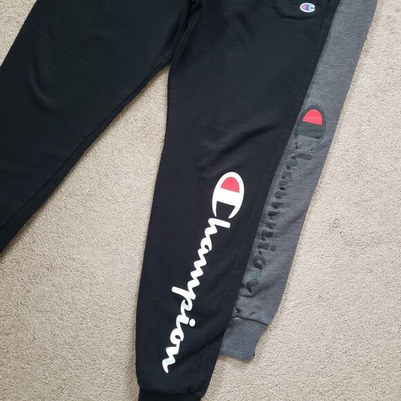 Lot Of 2 Champion Spellout Size Small Mens Black & Gray Jogger Sweatpants - Picture 3 of 13